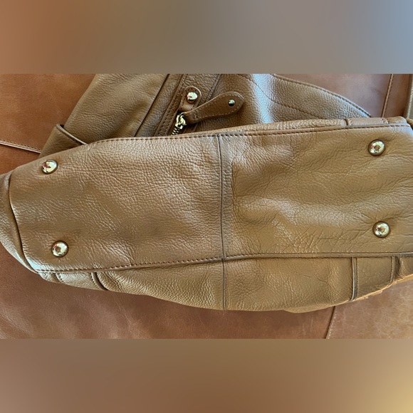 Vintage Italian Tan Pebble Leather Shoulder Bag Mila Paoli Gold-tone hardware - Picture 9 of 13